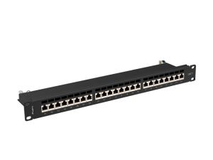 Пач панел Lanberg patch panel 24 port 1U 19" CAT.7 ftp with cable organizer shielded black