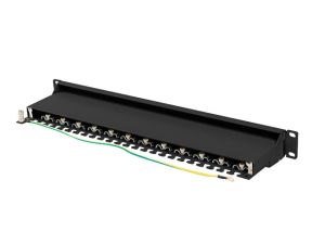 Пач панел Lanberg patch panel 24 port 1U 19" CAT.7 ftp with cable organizer shielded black