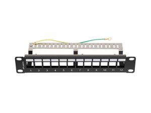 Пач панел Lanberg patch panel blank 12 port 1U 10" ftp for keystone modules black v2