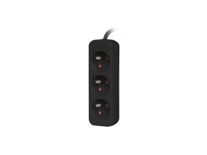 Разклонител Lanberg power strip 1.5m, 3 sockets, french quality-grade copper cable, black