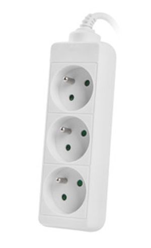 Разклонител Lanberg power strip 1.5m, 3 sockets, french quality-grade copper cable, white