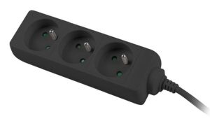 Разклонител Lanberg power strip 3m, 3 sockets, french quality-grade copper cable, black