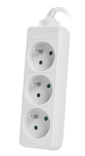 Разклонител Lanberg power strip 3m, 3 sockets, french quality-grade copper cable, white