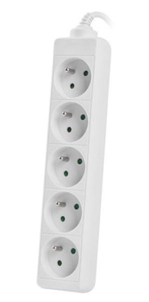 Разклонител Lanberg power strip 1.5m, 5 sockets, french quality-grade copper cable, white