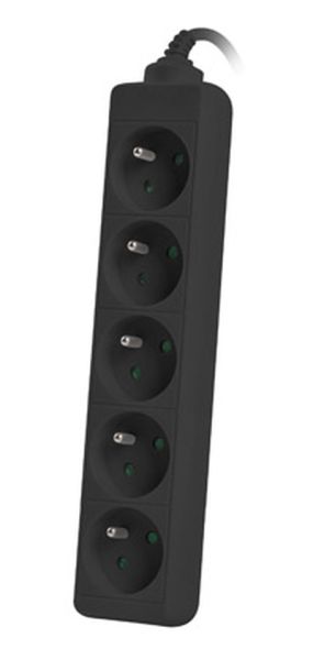 Разклонител Lanberg power strip 3m, 5 socket,s french quality-grade copper cable, black
