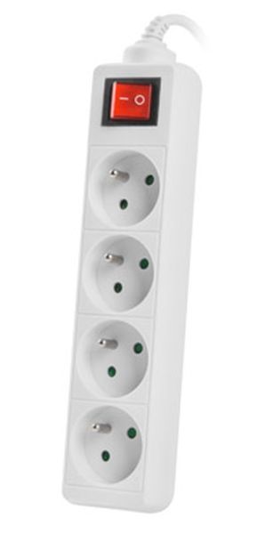 Разклонител Lanberg power strip 1.5m, 4 sockets, french with circuit breaker quality-grade copper cable, white
