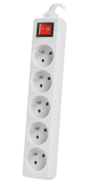 Разклонител Lanberg power strip 1.5m, 5 sockets, french with circuit breaker quality-grade copper cable, white