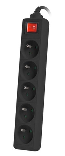 Разклонител Lanberg power strip 3m, 5 sockets, french with circuit breaker quality-grade copper cable, black
