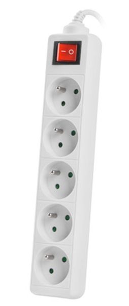 Разклонител Lanberg power strip 3m, 5 sockets, french with circuit breaker quality-grade copper cable, white