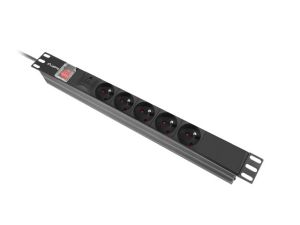 Разклонител Lanberg power distribution unit (pdu) 19" 1U 16a 2m 5x french outlets black