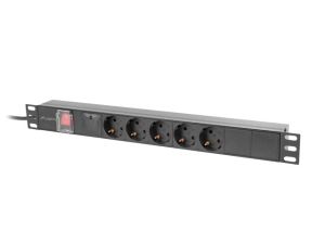 Разклонител Lanberg power distribution unit (pdu) 19" 1U 16a 2m 5x schuko outlets black