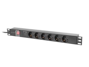 Разклонител Lanberg power distribution unit (pdu) 19" 1U 16a 2m 6x schuko outlets black