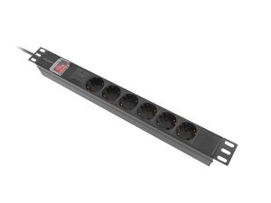 Разклонител Lanberg power distribution unit (pdu) 19" 1U 16a 2m 6x schuko outlets black