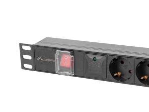 Разклонител Lanberg power distribution unit (pdu) 19" 1U 16a 2m 6x schuko outlets black