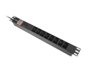 Разклонител Lanberg power distribution unit (pdu) 19" 1U 16a 2m 8x iec c13 sockets black c20