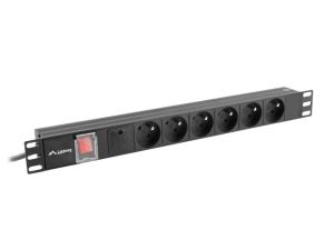Разклонител Lanberg power distribution unit (pdu) 19" 1U 16a 6x french outlets 2m black
