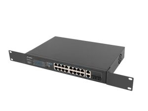 Комутатор Lanberg switch 16x 100mb poe+/2x 1GB/1x sfp unmanaged rack 10" & 19" gigabit ethernet 150w