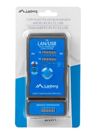 Инструмент Lanberg cable tester for wiring terminated with RJ-45, RJ-11, USB