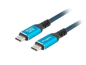Кабел Lanberg USB-C M/M 4.0 cable 2m 240w 8k 60hz black-blue
