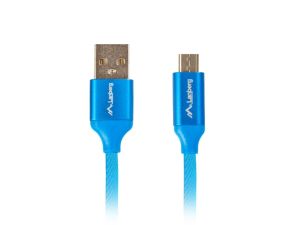 Кабел Lanberg USB MICRO-B (M)  ->  USB-A (M) 2.0 cable 1m, blue premium QC 3.0