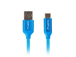 Кабел Lanberg USB-C(M) ->  USB-A (M) 2.0 cable 1m, blue premium QC 3.0