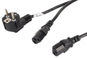 Кабел Lanberg CEE 7/7 -> 2X IEC 320 C13 power cord 2m VDE, black
