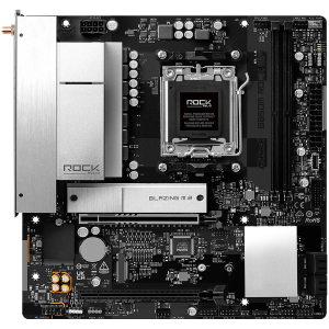 ASROCK MB B850M Rock WiFi 7, AM5, 2x DDR5, 1x PCIe 5.0 x16, 1x PCIe 3.0x16, 1x Blazing M.2, 1x Hyper M.2, 4x SATA3, RAID 0, 1, 10, 7.1 CH HD Audio, 1x HDMI, 6x USB 3.2, 5x USB 2.0, 1x USB-C, 2.5G LAN, 2x Wi-Fi 6E, BT, 1x HDMI, 1x DP, mATX