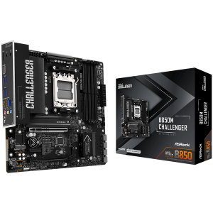 ASROCK MB B850M Challenger, AM5, 4x DDR5, 1x PCIe 5.0 x16, 1x PCIe 4.0x1, 1x PCIe 4.0x16, 1x Blazing M.2, 1x Hyper M.2, 4x SATA3, RAID 0, 1, 10, 7.1 CH HD Audio, 1x HDMI, 9x USB 3.2, 5x USB 2.0, 1x USB-C, 2.5G LAN, 1x HDMI, mATX