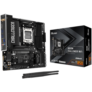 ASROCK MB B850M Challenger WiFi, AM5, 4x DDR5, 1x PCIe 5.0 x16, 1x PCIe 4.0x1, 1x PCIe 4.0x16, 1x Blazing M.2, 1x Hyper M.2, 4x SATA3, RAID 0, 1, 10, 7.1 CH HD Audio, 1x HDMI, 9x USB 3.2, 5x USB 2.0, 1x USB-C, 2.5G LAN, 2x Wi-Fi 7, BT, 1x HDMI, mATX