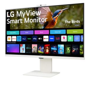 Монитор LG 32SR85U-W, 31.5" IPS Smart webOS, Full HD Web cam, AG, 5ms, 1000:1, 400cd/m, DCI-P3 95%, 4K UHD (3840x2160), ThinQ, HDR 10, HDMI, USB Type-C-PD 90W, Wi-Fi B/in, AirPlay 2, Bluetooth, Speakers 5W x 2, Height Adjustable, Tilt, White
