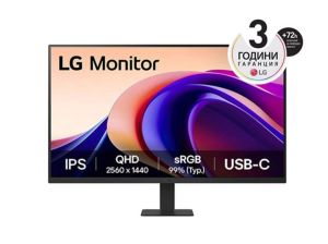 Монитор LG 32U631A-B, 31.5" QHD LED AG, IPS, 100Hz, 5ms, 250 cd/m2, 1000:1, QHD (2560 x 1440), sRGB 99% , HDR 10, USB-C (PD 15W), HDMI, LG Switch, Dynamic Action Sync, Reader mode, Headphone out, Tilt, Black