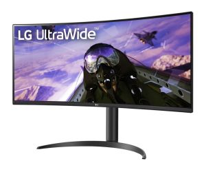 Монитор LG 34WP65CP-B, 34" UltraWide AG, Curved VA, 5ms, 1ms MBR, CR 3000:1, 300 cd/m2, 21:9, QHD 3440x1440, HDR10, AMD FreeSync, sRGB 99%, 160Hz, HDMI, DisplayPort, Speaker Maxx Audio 7Wx2, Tilt, Height Adjustable, Headphone Out, Black