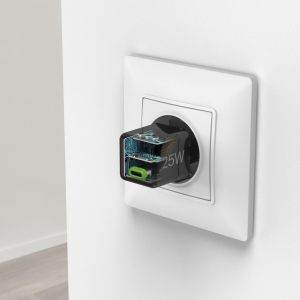HAMA Бързо мини зарядно 220V, USB-C, PD/Qualcomm, 25 W, черен