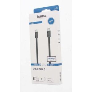 Кабел HAMA USB-C мъжко - USB-C мъжко,1.5 м,черен,3A,60W,480Mb/s
