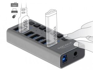 USB-А хъб, 7 порта, DELOCK-63669