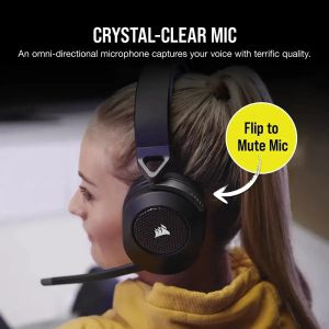 Геймърски слушалки с микрофон Corsair HS65 v2 Carbon безжични и блутут PC/PS5/PS4, Black