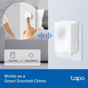 TP LINK интелигентен хъб със звънец H100, аларма, координира се с интелиг. сензори Tapo, свързва до 64 интелиг. у-ва, звънец, Wi-Fi