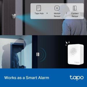 TP LINK интелигентен хъб със звънец H100, аларма, координира се с интелиг. сензори Tapo, свързва до 64 интелиг. у-ва, звънец, Wi-Fi