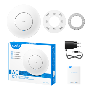 Безжична точка за достъп  Cudy AP1300-P, AC1200, 2.4/5 GHz, 300 - 867 Mbps, PoE адаптер