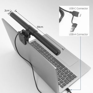 ACT LED лампа за лаптоп с регулируема яркост и щипка, USB захранване