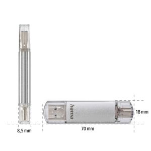 USB памет HAMA Тип USB-C/USB-A 3.0 Laeta, 32GB, 40 MB/s, silver