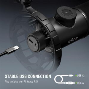 Настолен микрофон FIFINE K658 Dynamic RGB - Black