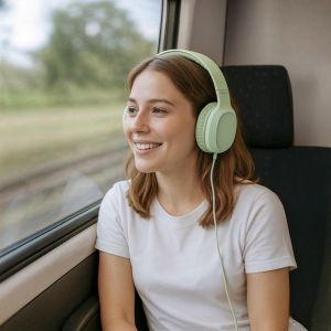 HAMA Слушалки с микрофон "Fun C", USB-C, водач за кабел от едната страна, зелени