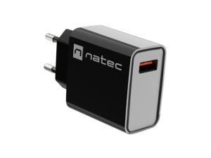 Адаптер Natec USB Charger Ribera 1X USB-A 18W, Black