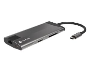 Докинг станция Natec Fowler Plus Multiport Adapter 8 in 1, USB 3.0 HUB, HDMI 4K, USB-C PD, RJ45, SD, Micro