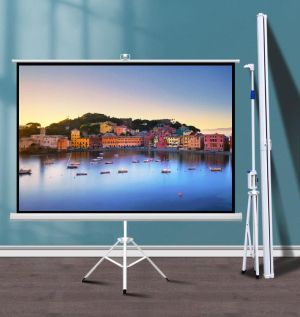 Екран на стойка  ESTILLO 244 х 183 см,120", бял, с черна рамка, 4:3, 11 кг