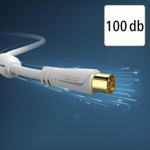 HAMA Коаксиален антенен кабел, позлатен, 1,5 м, 100 dB