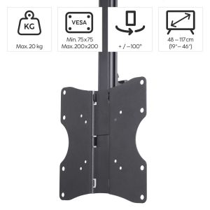 HAMA Стойка за TV за монтаж на таван, 117 cm (46") , до 20 кг, 220876