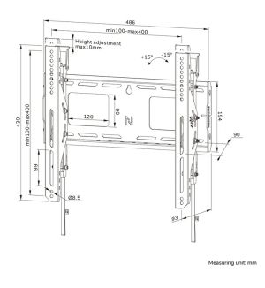 Стойка Neomounts Level-750 Heavy duty wall mount 42-75", max 100kg, tilt, lockable