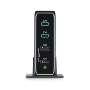 HAMA Зарядна станция 4 порта, 60W, 2 x USB-C, 2 x USB-A, PD, Fast Charge